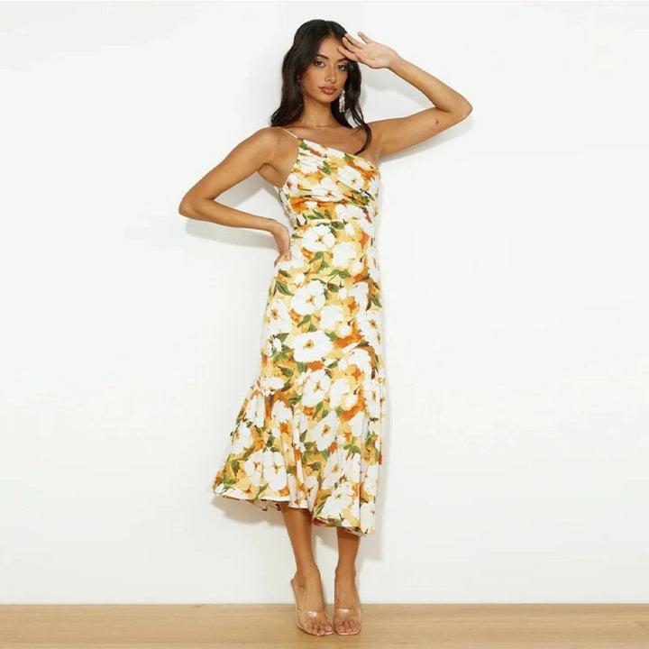 Diane | Robe en satin à motif floral