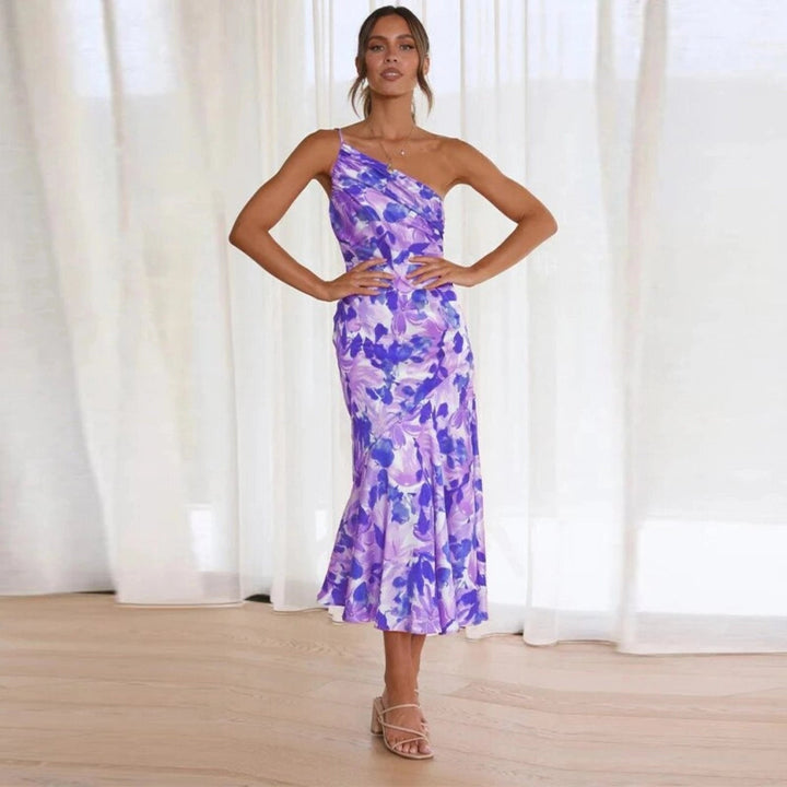 Diane | Robe en satin à motif floral