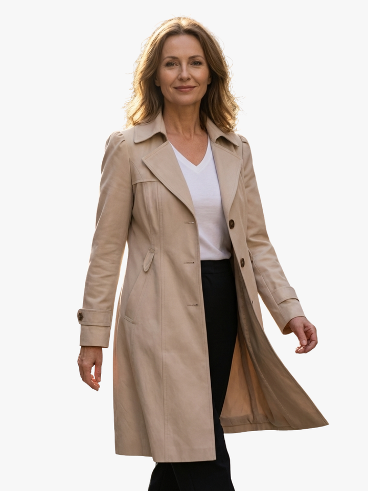 Women's Long Trenchcoat Button Front Tailored Outerwear