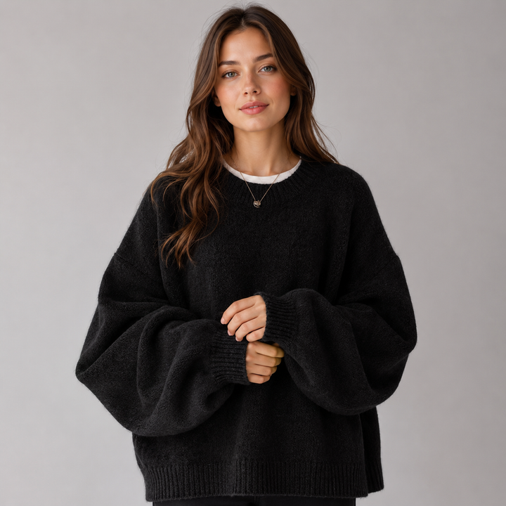Elisabetta | Relaxed Knitted Jumper with Dropped Shoulder and Side Split Hem