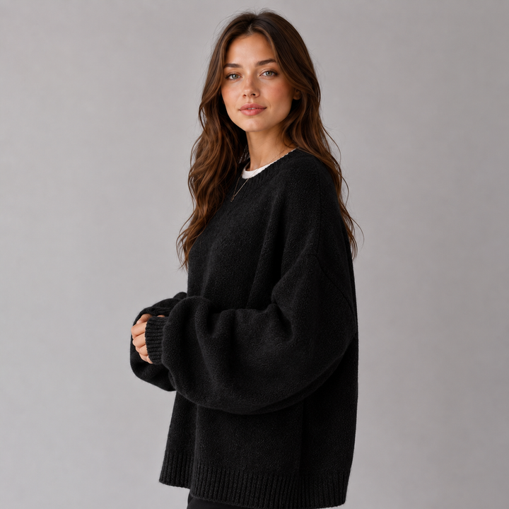 Elisabetta | Relaxed Knitted Jumper with Dropped Shoulder and Side Split Hem
