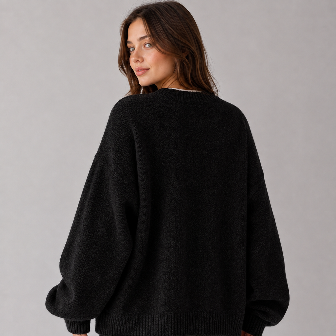 Elisabetta | Relaxed Knitted Jumper with Dropped Shoulder and Side Split Hem