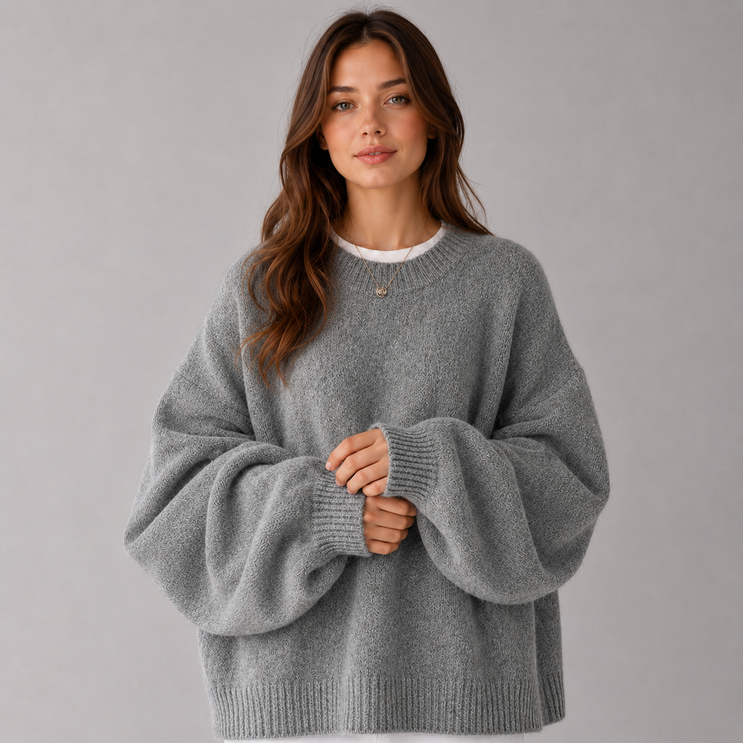 Elisabetta | Relaxed Knitted Jumper with Dropped Shoulder and Side Split Hem