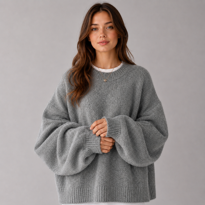 Elisabetta | Relaxed Knitted Jumper with Dropped Shoulder and Side Split Hem