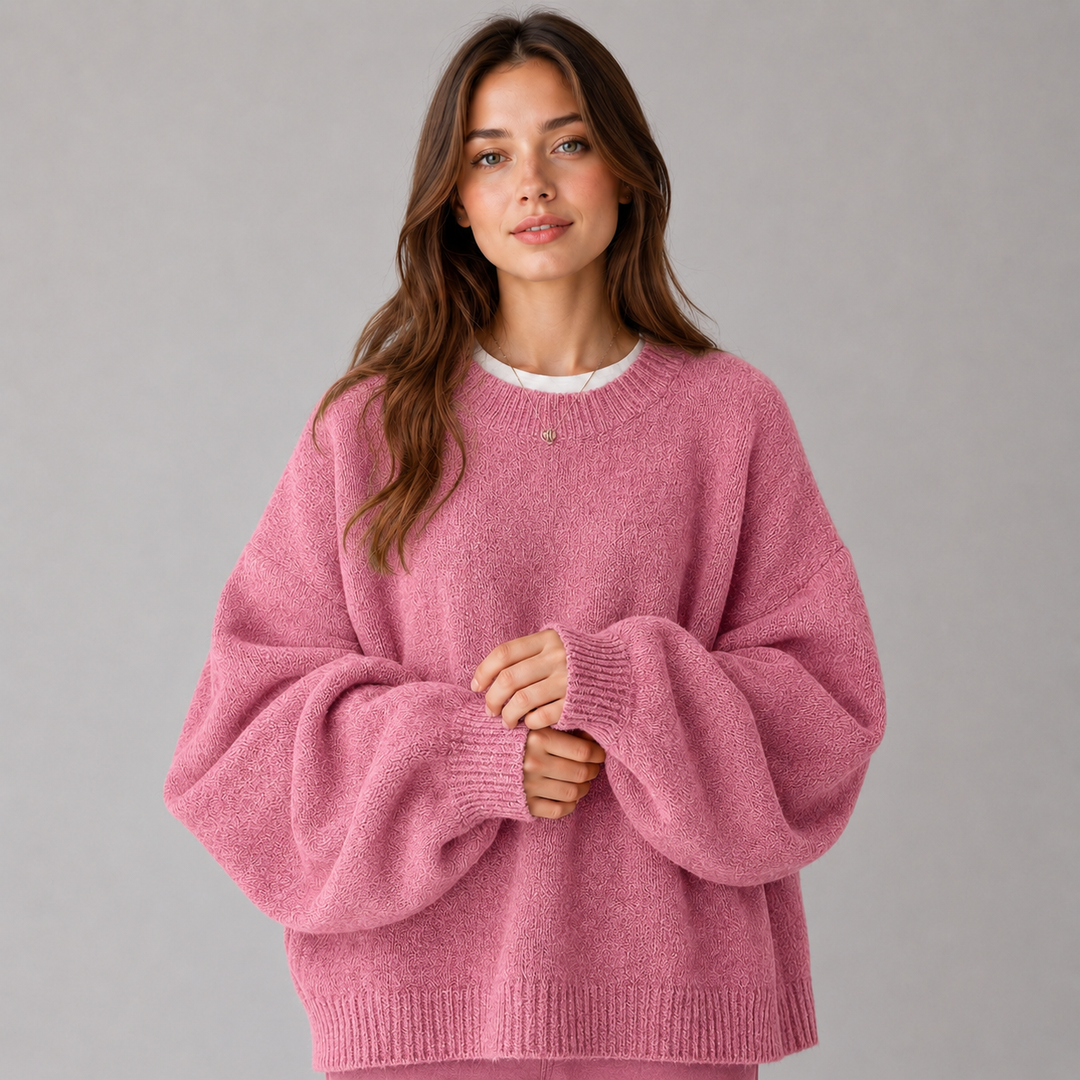 Elisabetta | Relaxed Knitted Jumper with Dropped Shoulder and Side Split Hem