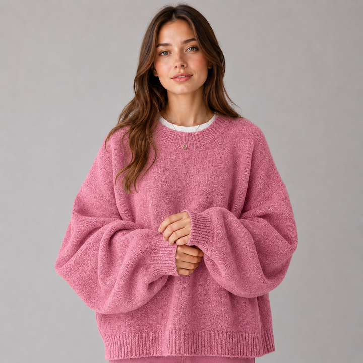 Elisabetta | Relaxed Knitted Jumper with Dropped Shoulder and Side Split Hem