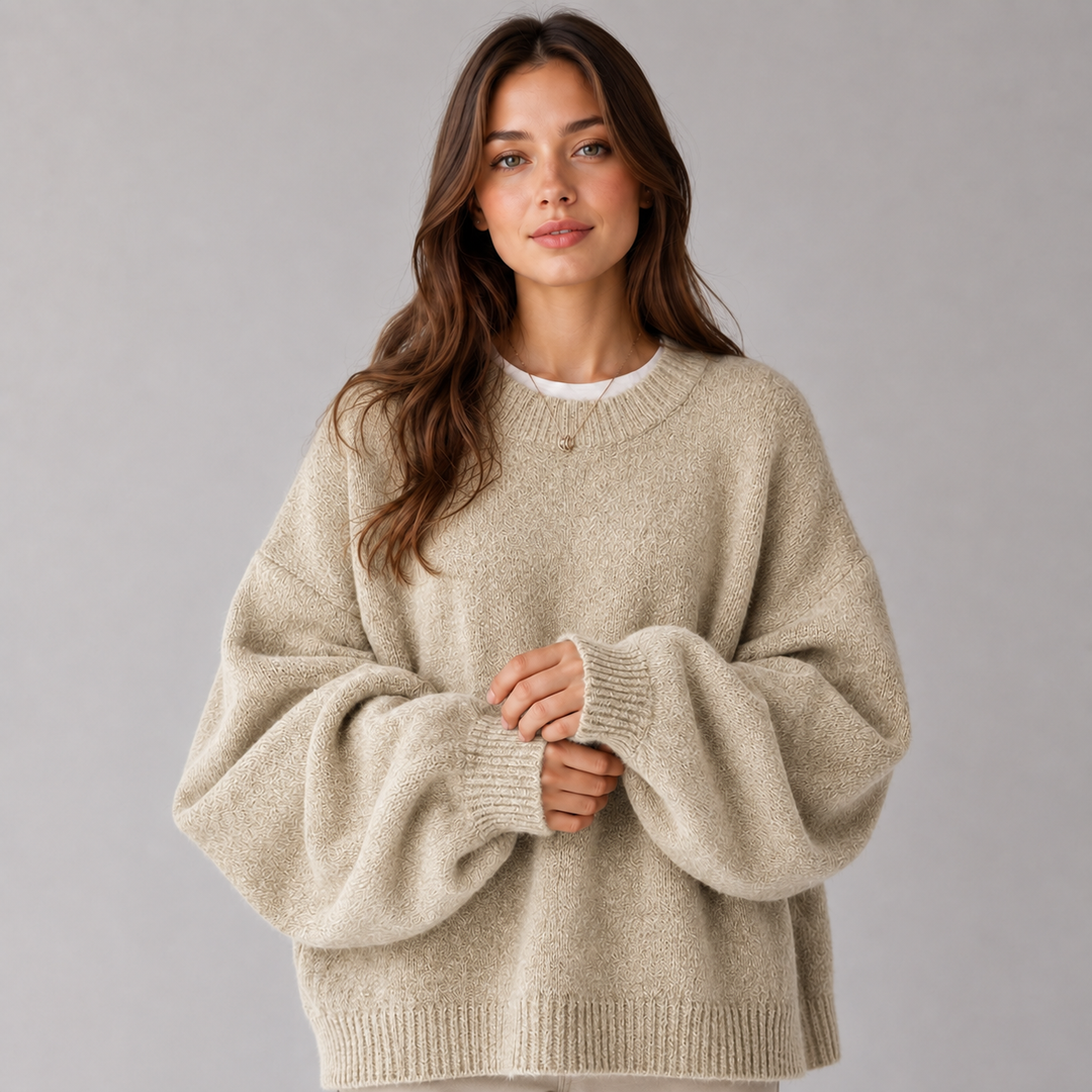 Elisabetta | Relaxed Knitted Jumper with Dropped Shoulder and Side Split Hem