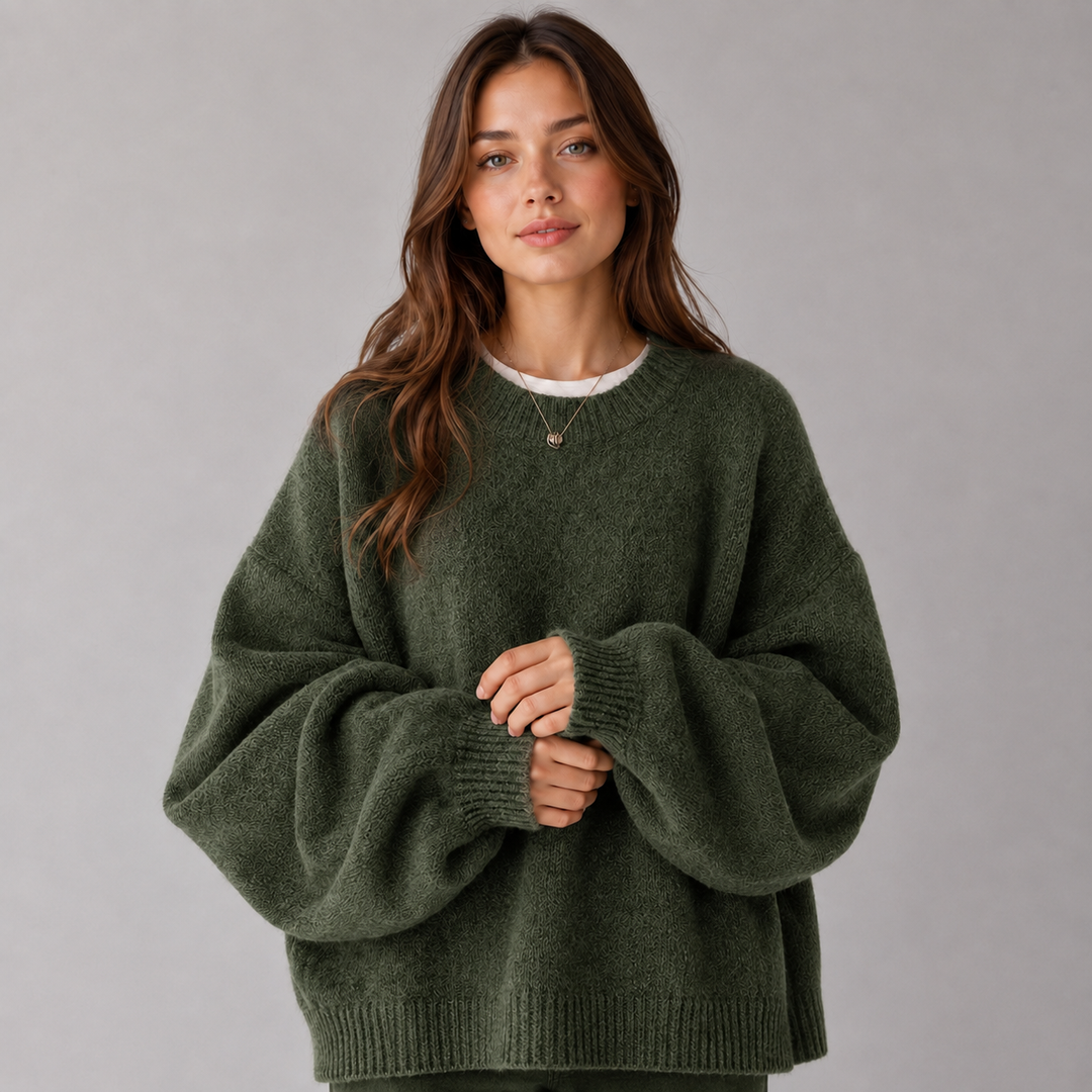 Elisabetta | Relaxed Knitted Jumper with Dropped Shoulder and Side Split Hem