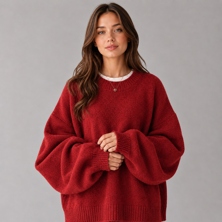 Elisabetta | Relaxed Knitted Jumper with Dropped Shoulder and Side Split Hem