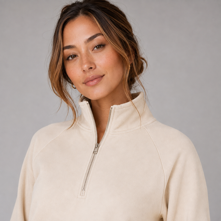Ilaria | Cozy Two-Piece Lounge Set with Half-Zip Sweatshirt and Wide-Leg Trousers