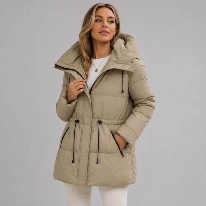 Eudora | Practical Mid-Length Padded Parka with Hood and Full-Length Zip