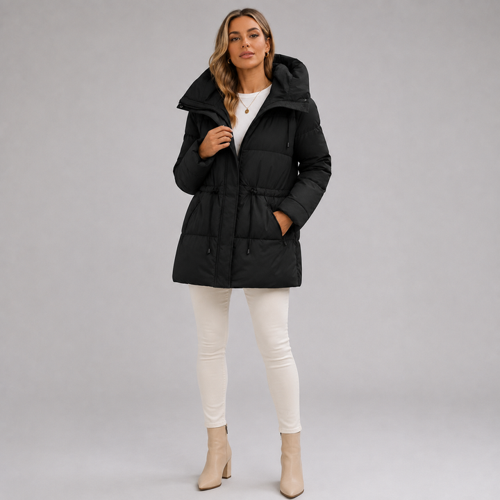 Eudora | Practical Mid-Length Padded Parka with Hood and Full-Length Zip