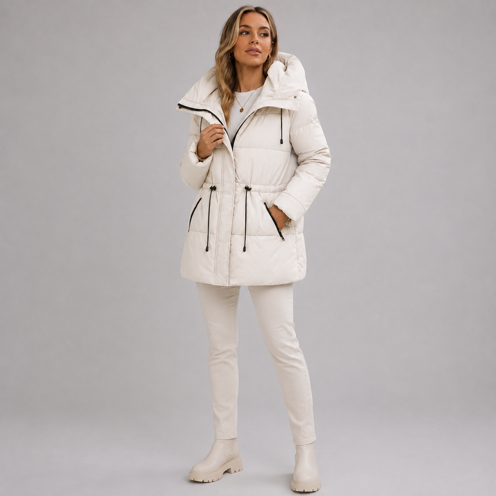 Eudora | Practical Mid-Length Padded Parka with Hood and Full-Length Zip