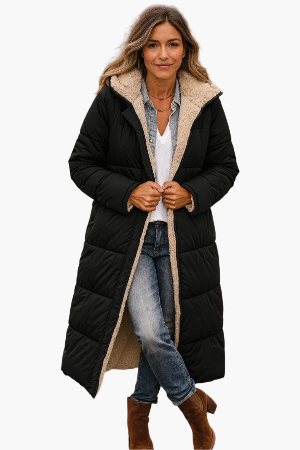 Leopoldine | Relaxed Longline Puffer Jacket with Protective Hood and Roomy Fit