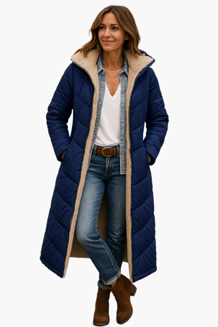 Leopoldine | Relaxed Longline Puffer Jacket with Protective Hood and Roomy Fit