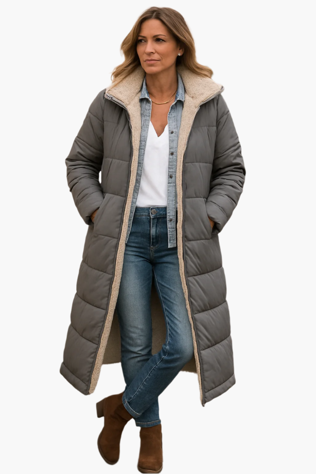 Leopoldine | Relaxed Longline Puffer Jacket with Protective Hood and Roomy Fit