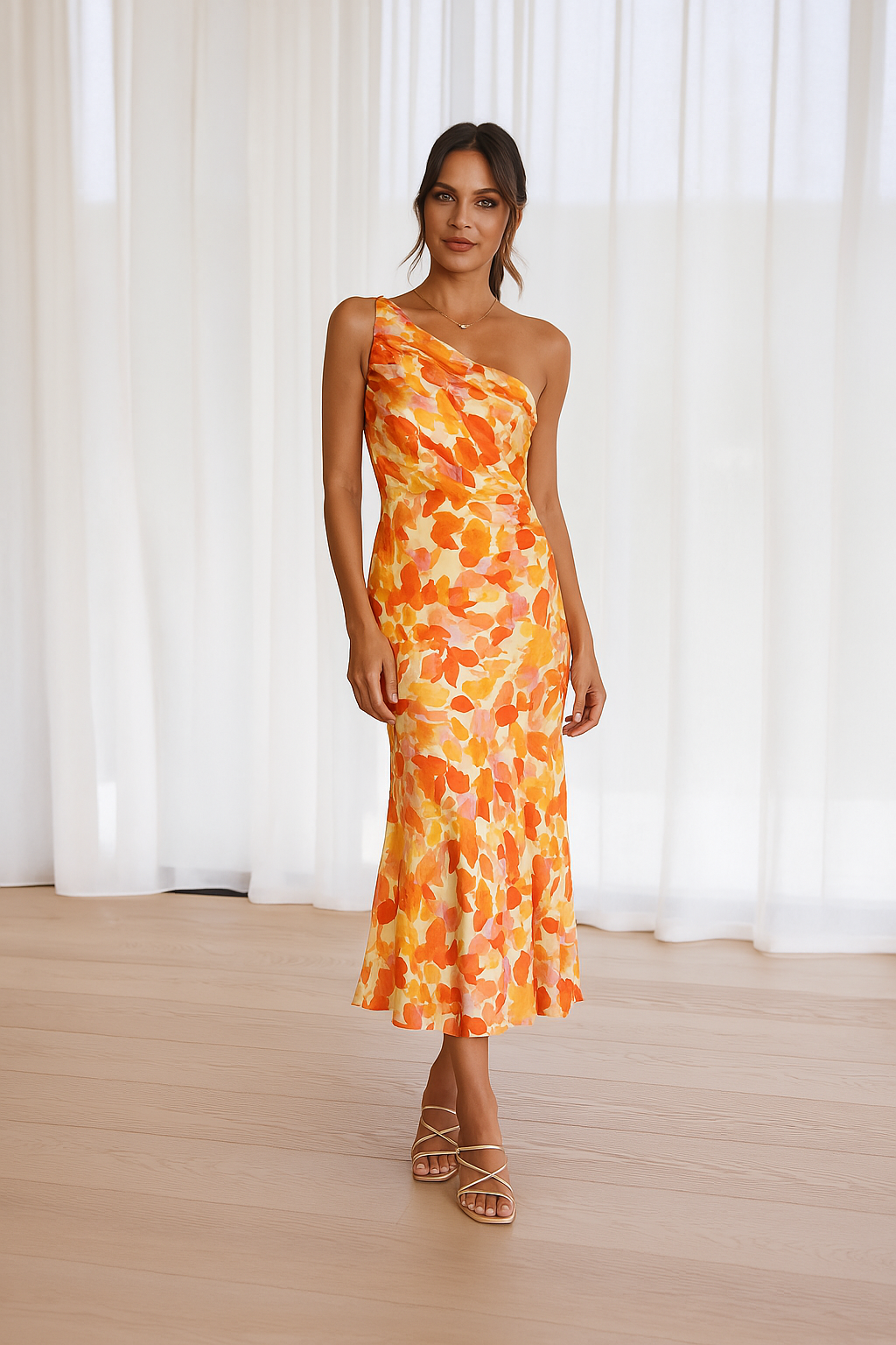 Diane | Robe en satin à motif floral