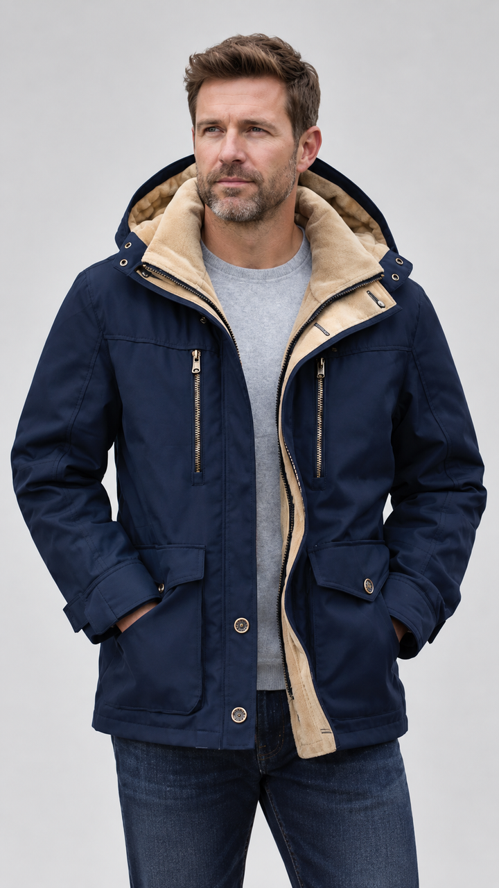 Colter | Veste imperméable résistante pour homme, doublée en polaire, avec capuche amovible
