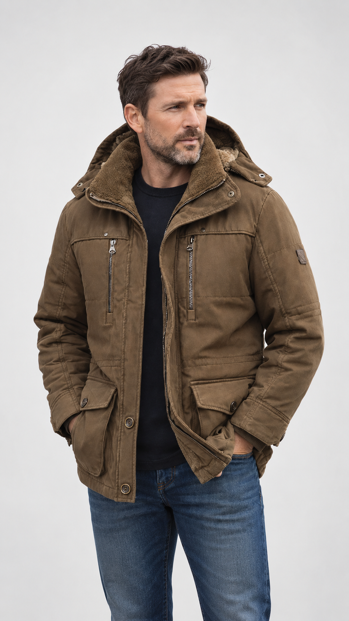 Colter | Veste imperméable résistante pour homme, doublée en polaire, avec capuche amovible