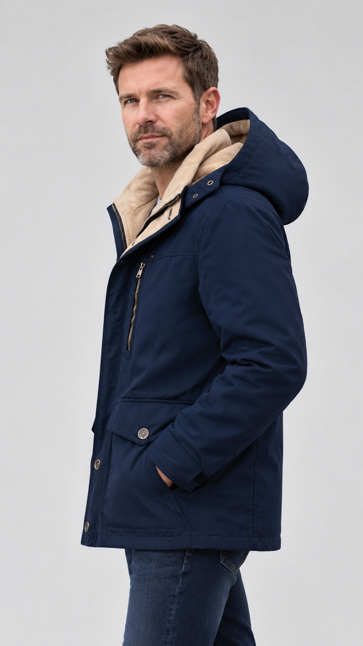Colter | Veste imperméable résistante pour homme, doublée en polaire, avec capuche amovible