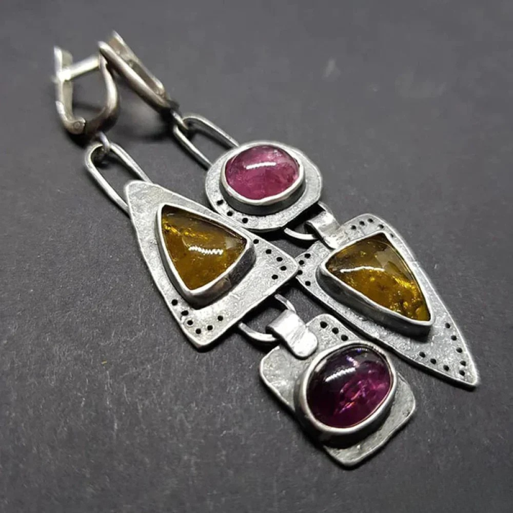 Boucles d'oreilles géométriques triangulaires rétro