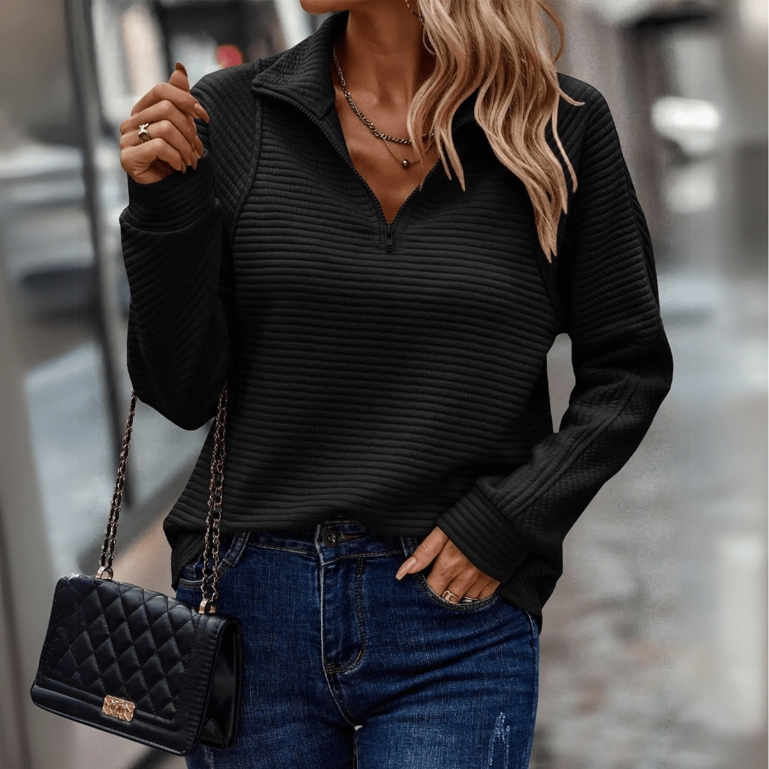 Jenica | Pull demi-zip chic