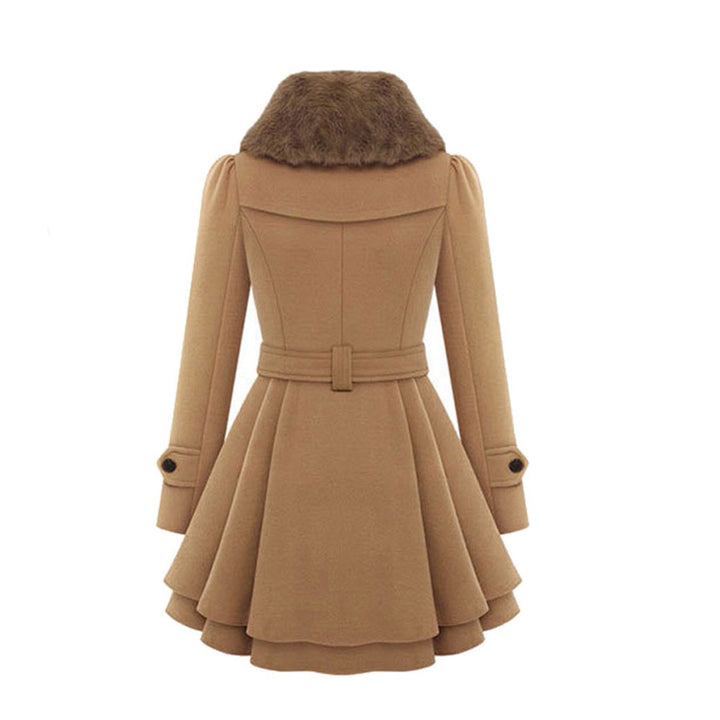 Women's Long Coat Fur Collar Tailored Fit Plush Casual Everyday Wear