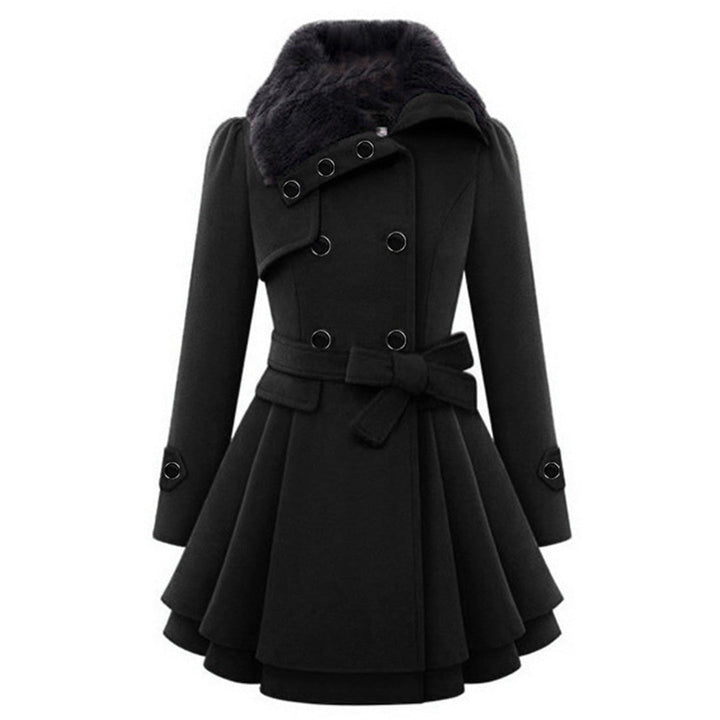 Women's Long Coat Fur Collar Tailored Fit Plush Casual Everyday Wear