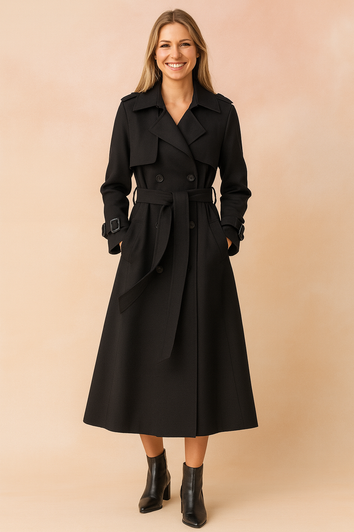 Winifred | Structured Women's Trench Coat with Adjustable Waist Belt and Wide Lapel Design