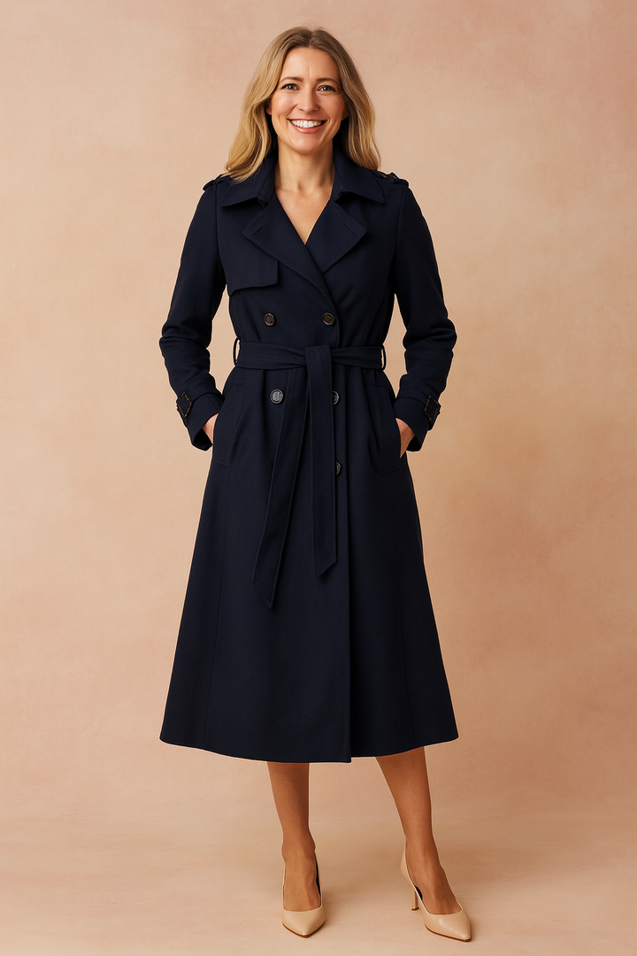 Winifred | Structured Women's Trench Coat with Adjustable Waist Belt and Wide Lapel Design
