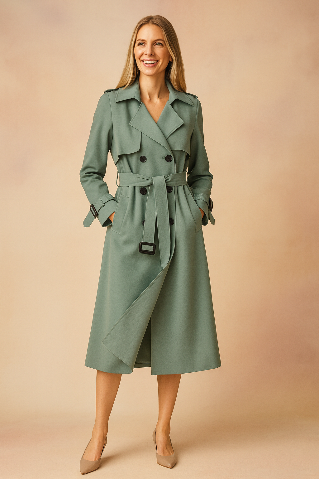 Winifred | Structured Women's Trench Coat with Adjustable Waist Belt and Wide Lapel Design