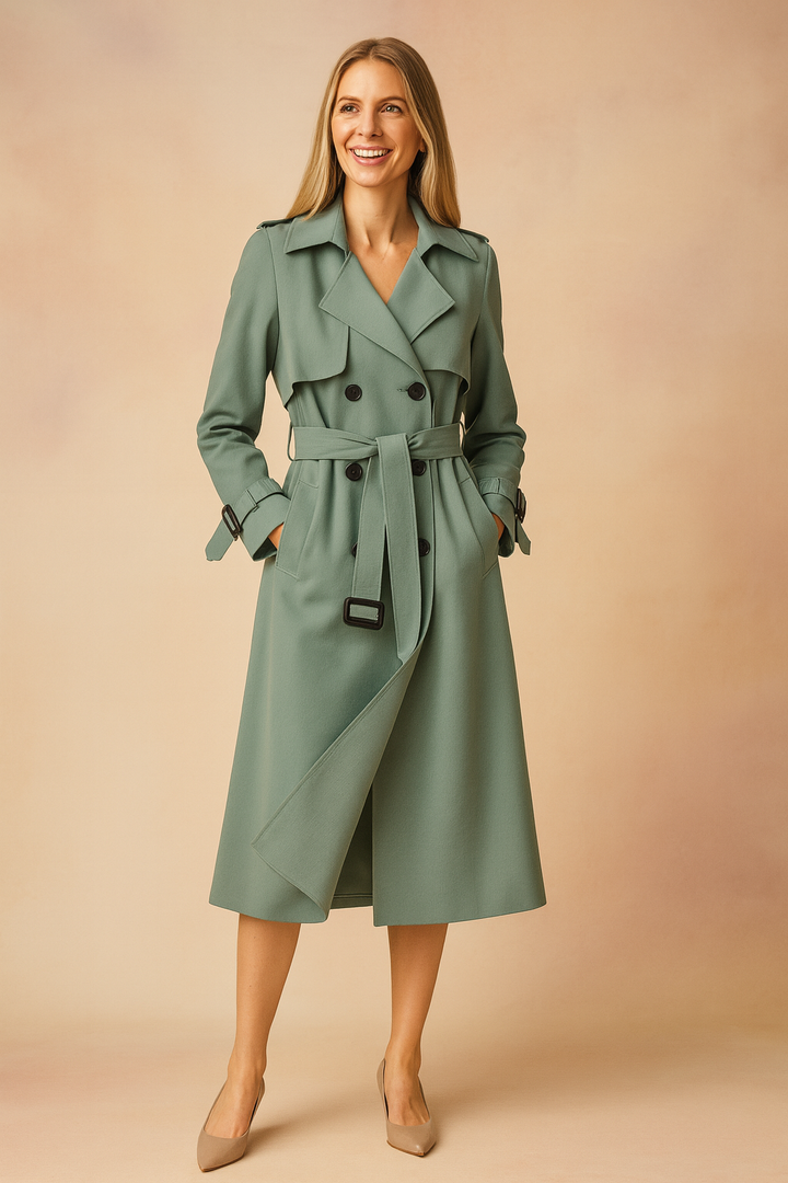 Winifred | Structured Women's Trench Coat with Adjustable Waist Belt and Wide Lapel Design