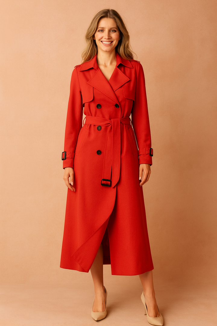 Winifred | Structured Women's Trench Coat with Adjustable Waist Belt and Wide Lapel Design