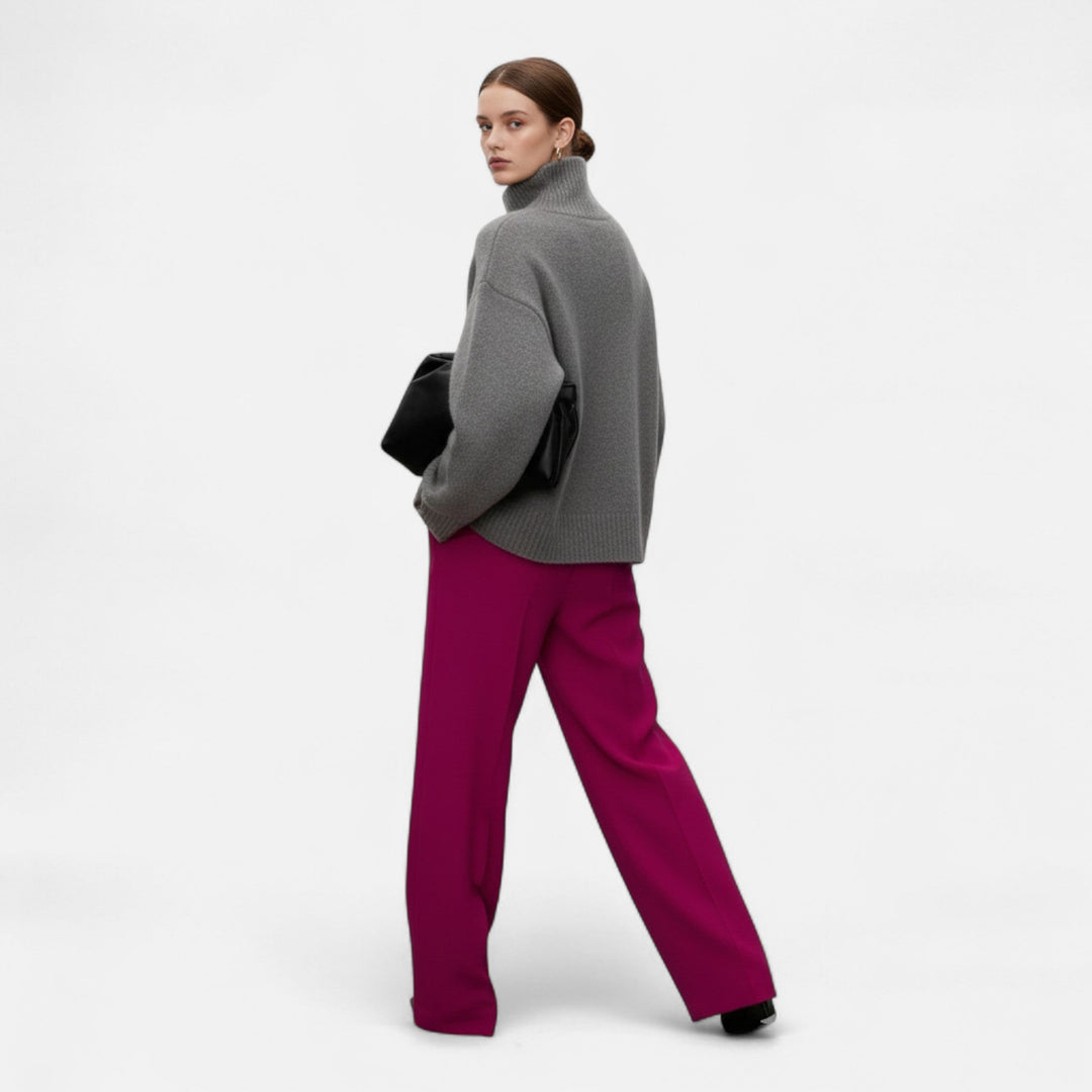 Lorelei | Pull à col roulé raffiné en pure laine avec bordures côtelées
