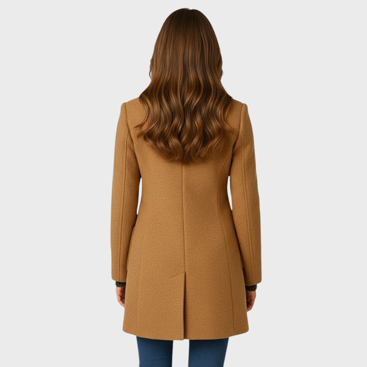 Adalyn | Timeless Long Wool-Blend Coat with Structured Collar and Button Closure