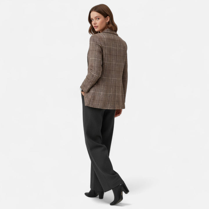 Delphine | Refined Women's Blazer with Tailored Fit and Plaid Pattern