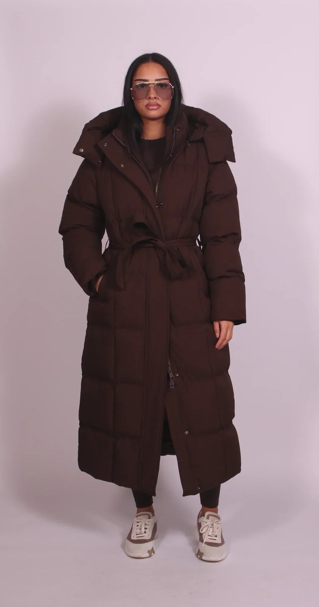 Araminta | Manteau matelassé douillet ceinturé, à col montant et poches latérales
