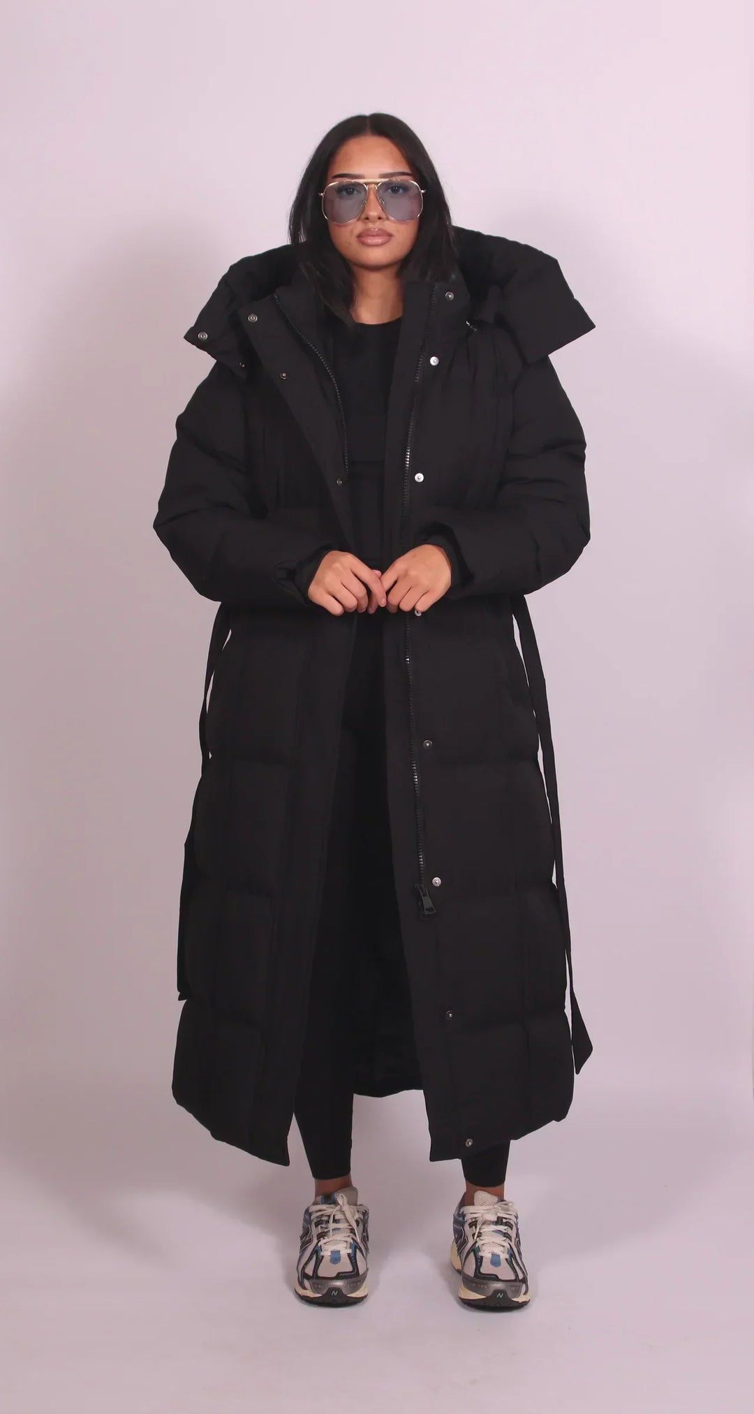 Araminta | Manteau matelassé douillet ceinturé, à col montant et poches latérales