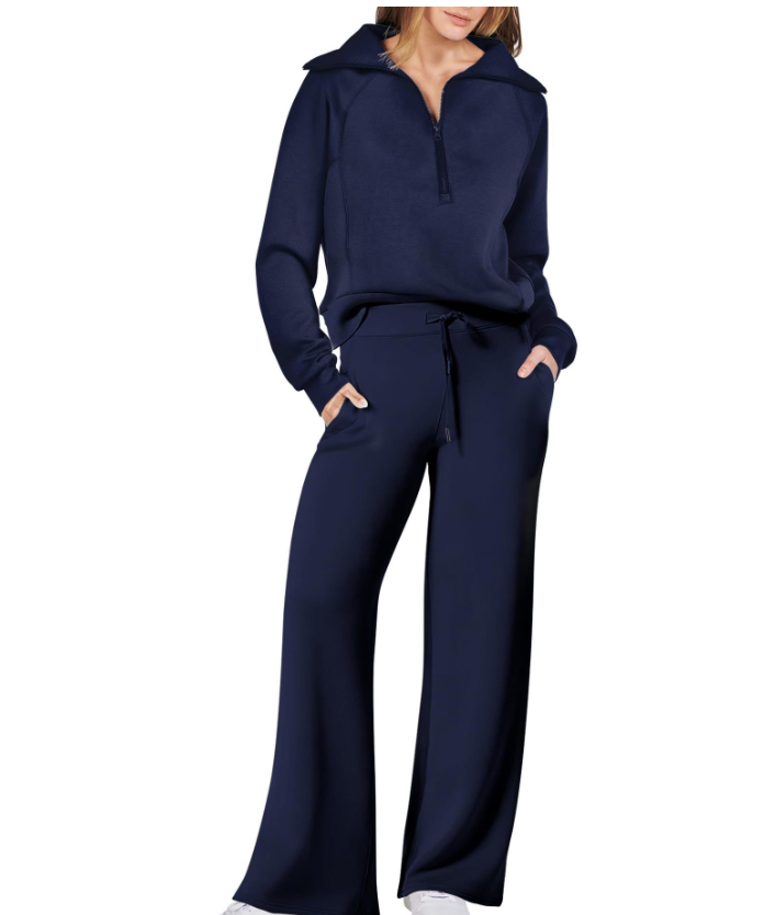 Tatiana | Relaxed Two-Piece Jogging Set with Half-Zip Collar and Wide-Leg Pants