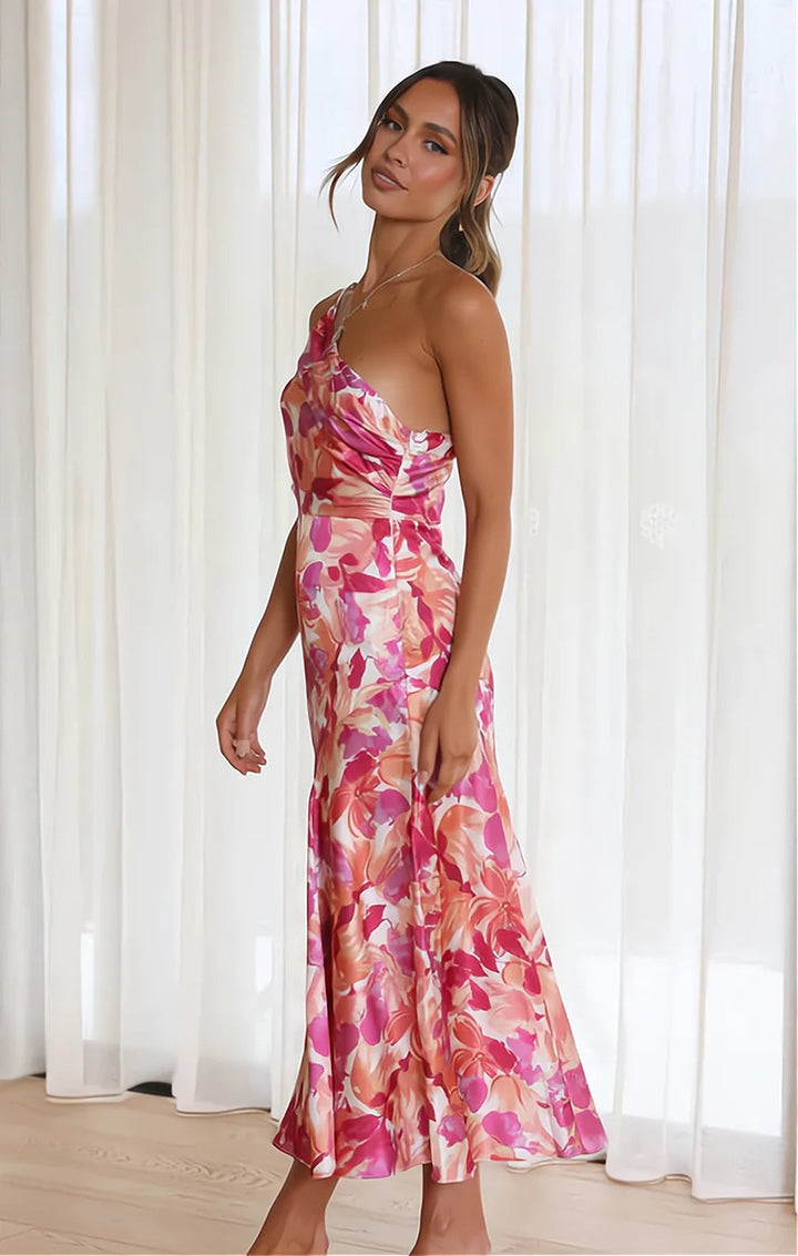 Diane | Robe en satin à motif floral