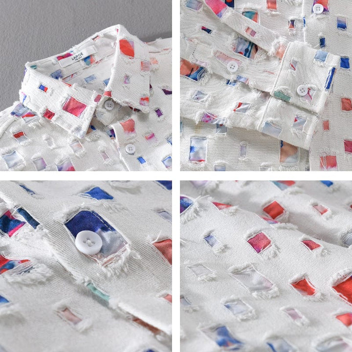 Chemise fantaisie effilochée