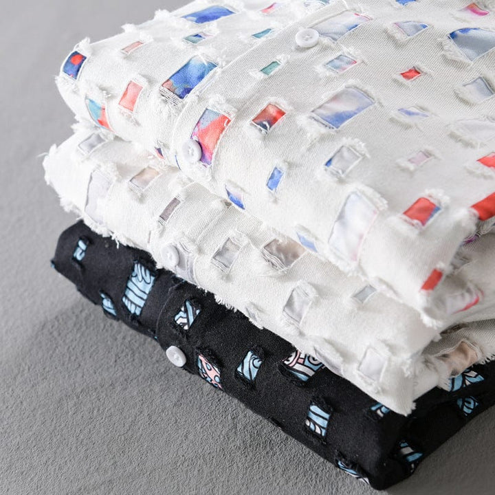 Chemise fantaisie effilochée