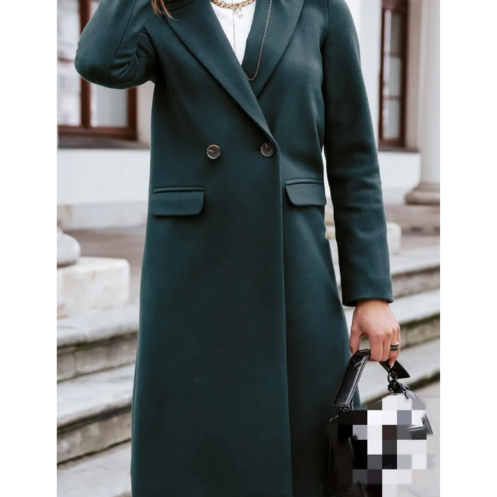 Rosalind | Timeless Women's Long Coat with Double-Breasted Design and Wool-Blend Fabric
