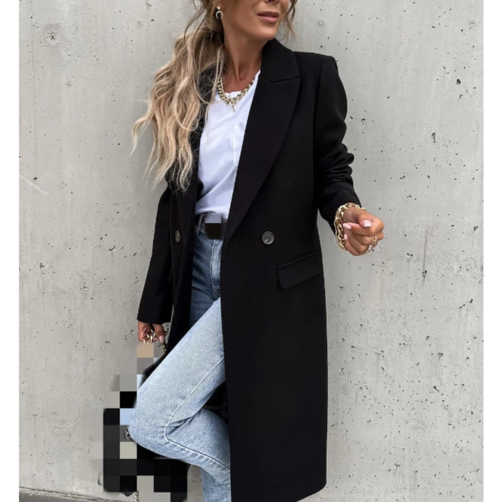 Rosalind | Timeless Women's Long Coat with Double-Breasted Design and Wool-Blend Fabric