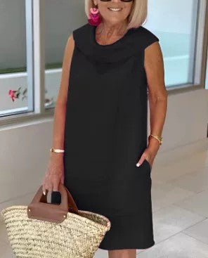 Bethany | Robe droite à col drapé