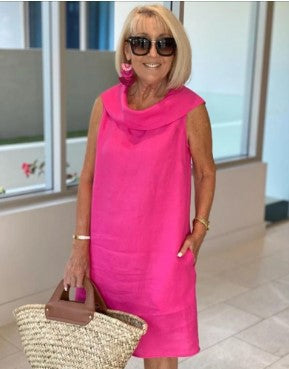 Bethany | Robe droite à col drapé