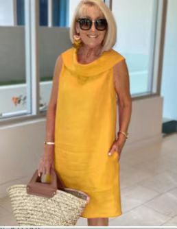 Bethany | Robe droite à col drapé