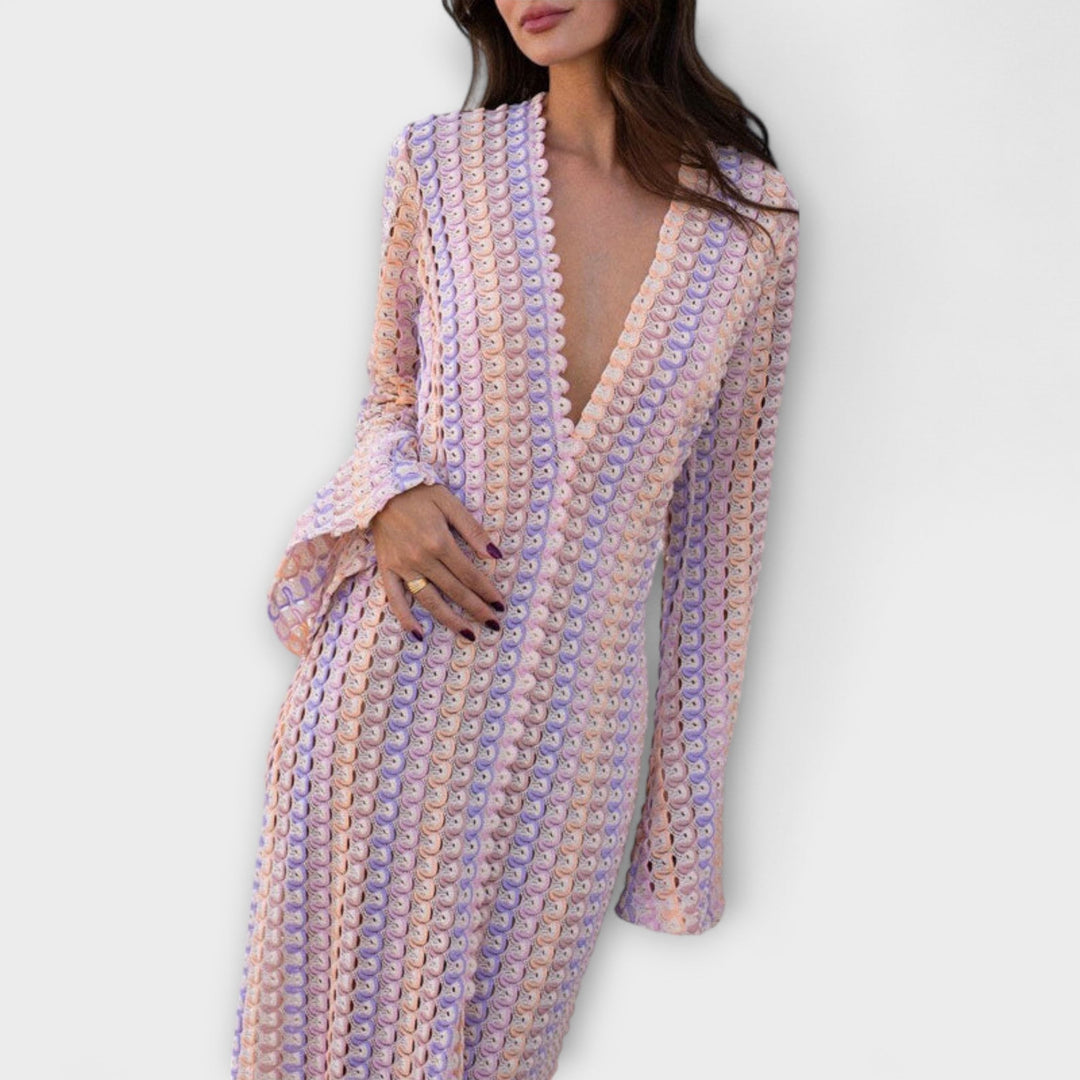 Elina – Maxi Dress with V-Neck and Vacation Flair