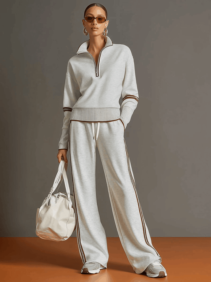 Serena | Set aus lässiger Bluse und weit geschnittenen Hosen mit lockerer Passform und ruhiger Silhouette
