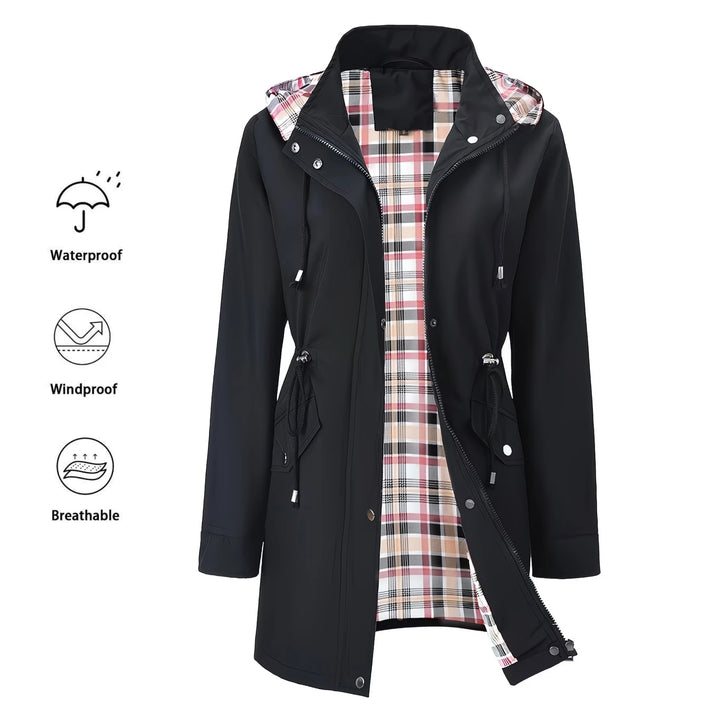 Cosima | Weather-Ready Hooded Trench Jacket with Plaid-Lined Interior